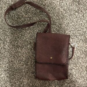 Brown Embossed Crossbody Bag leather